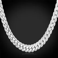6mm 18 -32 Men Gold Chain Long Necklace Platinum Plated Jewelry Curb Cuban Link Chain Necklace222p