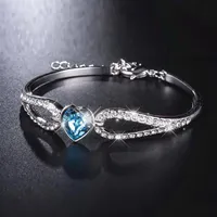 Joyer￭a de brazalete para mujeres y collares y plata Angel azul Diamante Diamante Pulsera D￭a di￡metro di￡metro fijo Pendientes de oro Barange281y