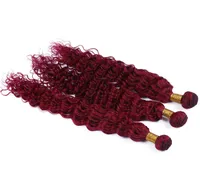 Borgogna Vergine brasiliana Brasiliana Human Weaving 3pcs Wead Weave Deep Rec Red Hairve 99J Kinky Curl Hair Bundle6899158