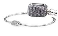 Moments Silver Signature Barrel Clasp with Clear CZ 100 925 Sterling Silver Beads Fit Pandora Charms Bracelet DIY Fashion Jewelry