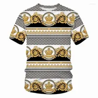 Camisetas para hombres Summer 3d Gold Flower Crown impresa Camiseta de hip hop para hombres/mujeres 2022 Camina corta Barroque Barroque Marca Unisex Clothing