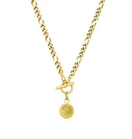 Mavis Hare Stainless steel Aloha Palm Tree Pendant Necklace with Figaro chain Toggle Clasp as Hawaiian Beach Jewelry5205238