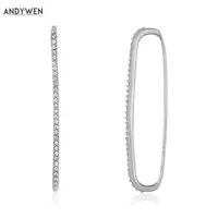 Andywen 925 Sterling Silver Pavorves Eareira de Eareira Sem clipe de piercing em brincos Barras de orelhas Manuais de luxo 210608245y