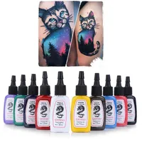 Whole-10pcs Set Colors Bright Lasting Complete Tattoo Ink Pigment Kit SEEBROW LIP HENNA MAQUANT PRUMERN MAKEP ENRE POUR LES TAGNES ENK BOLLAGE2690