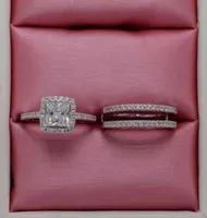 Luxury femenino blanco AAA Zircon Ring Wedding Ring Fashion 925 Rings de compromiso de promesa de joyer￭a llena de plata para mujeres4962647