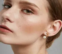 Enfashion Couple Pearl Earring Gold Color Stainless Steel Stud Earrings for Women Whole Fashion Jewelry oorbellen E52 2106189846805
