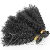 Peruvien Mongulien I Tip Hair Extensions Afro Kinky Curly 100 mèches pré-collé Stick I Tip Keratin Fusion Remy Virgin Human Hair1987618