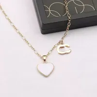 Fashion Designer Double Letter Pendant Necklaces 18K Gold Plated Crysatl Pearl Rhinestone Charm Necklace for Women Wedding Party Jewerlry Accessories
