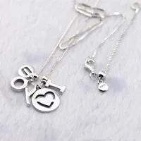Compatible with Pandora jewelry 925 Sterling Silver I Love You Necklace For Women Original Fashion Pendants Charms Jewelry224G
