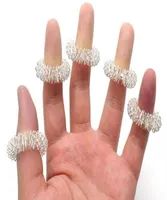 50pcsSilver Massage Acupuncture Finger Rings Health Care Acupressure Hand Massager Pain Relief Stress Relief Help Sleep Tools237B3057802