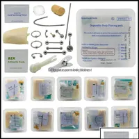 Burun Halkaları Saplamalar Vücut Takı Tek Kullanımlık Piercing Kiti Tıbbi Steril Paket Kulak meme göbeği Göbek Septum Piercer Aracı Hine Del249h
