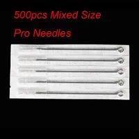 500Pcs Assorted Disposable Sterile Tattoo Needles Mixed Size For Tattoo Ink Cups Tip Kits 3272