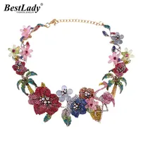 Lady Bohemian Luxury Wedding Flowers Animal Crystal Declara￧￣o Colar para mulheres colarinhos de colarinho de colarinho J190616291W
