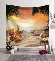 Takestries Bei Ins Europa Floresta de coco 3D Impressão digital Tapestry Beach Seascape Series Velvet Wall Blanket Decoration6523949