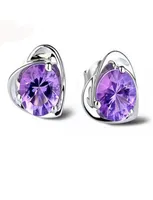 New Crystal Cubic Zirconia Love Heart Stud Earrings Wedding Earrings Fashion Jewelry Women Gifts Will and Sandy Drop Ship 1707668518186