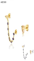 ANDYWEN 925 Sterling Silver Gold Chain Purple Zircon Stud Earring Rock Punk Luxury Fashion Jewelry Piercing Ohrringe 2106166232973