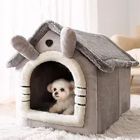 Dog Bed Warm House Grey Kennel Cat Tent Sleeping Cave Bed Self-Warming Cushion 2 In 1 Foldable Nest for Indoor Cats Kitten Puppy 220329212U