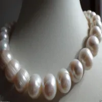 ENORME NATURALE 13-15 mm Mare meridionale Neo autentica collana perla barocca bianca 18 178V