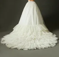Wysokiej jakości pociąg z kości słoniowej do ślubnej sukienki ślubnej Elastyczna talia Petticoat Ruffles Katedral Long Tail Suknia Akcesorium 1231828