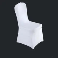 Color Blanco Barato de silla barata spandex lycra silla el￡stica cubierta de bolsillos fuertes para la decoraci￳n de bodas el banquete entero240a