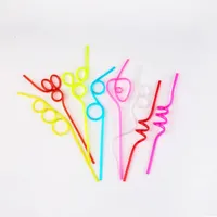 Party Favor Creative modeling straw toy straw printing colorful bent set