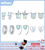 WOSTU 100 925 Sterling Silver Unicorn Opal Stud Earrings For Women Wedding Small Fashion Anniversary Jewelry CQE737 2106169019155