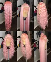 10a Qualität Perruque Deep Curly Pink Full Spitzenfront Perücken transparent natürliche Haarliniensimulation menschliches Haar Perücken für Frauen 7625087