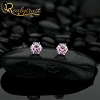 Reaftrust 1CT runde rosa hohe Carbon -Diamant -Ohrringe f￼r Frauen fest 925 Sterling Silber 10 Pfeile Herz Hochzeit Ohrringe288d