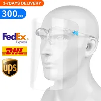 300pcs Clear Glasses Face Shield full face Plastic Protective mask Transparent Anti-fog face guard anti359O