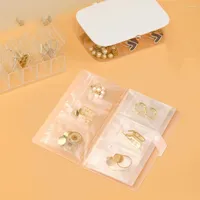 Sac d'organisateur de pochettes de bijoux Transparent PVC Scell￩ ￠ feuilles l￢ches Portable pour anneau Collier Boucles d'oreilles Anti-oxydation Buckle Storage