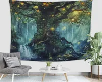 Taquestres de tapeçaria da floresta geométrica Paisagem desejando árvores de impressão 3D Decoração de casa pendurada Carpet6381789