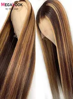 Highlight Wig Ombre Brown Colored Human Hair 13x4 Lace Front Wig Pre Plucked Straight Blonde Glueless 427 Highlight9652084