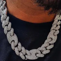 Jinao 16 mm20 mm miami fermoir chaîne de liaison cubaine collier argent collier glacé en zircone cubique bling hip hop pour hommes bijoux 220212281o