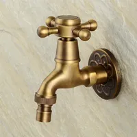Antique Brass Bathroom Faucet Vintage Utility Faucet Single Handle Single Hole Cold Water Taps Wall Mounted3386
