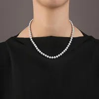 Fast Fine Pearls Jewelry Grey Freshwater Natural 7-8mm Pearl Necklace Female Fashion Personality Necklace Clavicle Chain320M