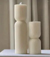 Craft Tools Cylindrical Tall Pillar Candle M￶gel Ribbed Estetisk vridning Silikon M￶gel Geometrisk abstrakt Decora M￶gelg￥vor Heminredning