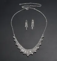 Silver Necklace Earrings Set Simple Wedding of Pography Accessories Bridal Rhinestone Claw Chain Jewelry Set Plated5505397
