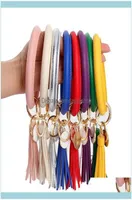 Bangle Bracelets Jewelry Fashion Pu Leather Bracelet Keychain Tassel Pendant Sports Wallet Keyring For Women Jewelry Key Chains Ch2201291