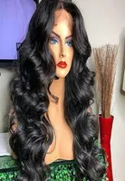 2020 HD Lace Transparente Frente Hair Human Wigs Full Lace Wig Pré -arranhado Corpo Brasileiro Wave 360 ​​Lace Frontal Wig Com cabelos para bebê R9625792