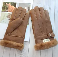 Five Fingers Gloves Sheepskin Fur Gloves Men039s Leather Thicken Winter Warm Outdoor Windproof and Coldproof Finger Gloves 22102189567