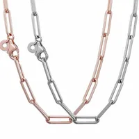 قلادة قلادة 925 Sterling Silver Necklace Rose Gold ME Link Snake Chain Pattern for Women Bead Charm DIY Europe Jewelry278Z
