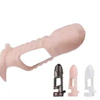 Masseur de jouets sexuels Pik Pik Extender Sleeve Crystal Penis Pinis Cock pour hommes R￩utilisables Silicone Intime Goods