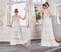 2019 Inbal Raviv Bohemian Wedding Dresses Spaghetti A Line Sweep Train Lace Appliqued Beach Wedding Dress Sleeveless Chic Bridal G2117423