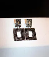 Whole trendy fashion luxury designer glittering diamond geometry square box pendant stud earrings for woman girls8847589