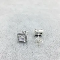 Whole-CZ diamond stud earrings for Pandora jewelry with original box 925 sterling silver plated 18K gold elegant eternal lady birthday312x