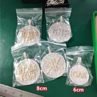 Diameter 6cm Round Pendants Gold Plated Full Bling Iced Out CZ Custom Made Letters Pendant Necklace for Mens Women Hip Hop Jewelry8877869