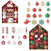 Party Decoration Plastic Mixed Star Santa Claus House Shape Christmas Tree Pendants Ball Set Ornaments Year Gifts