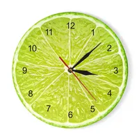Relógios de parede de frutas de limão laranja na cozinha Pomelo Relógios de design moderno Assista a decoração da casa Arte da parede Horólogo Non ticking H1104353J