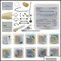 Burun Halkaları Saplamalar Vücut Takı Tek Kullanımlık Piercing Kiti Tıbbi Steril Paket Kulak meme göbeği göbeği Septum Piercer Aracı Hine Del250r