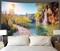 Tapestries 2021 Fall Lake Pattern Tapestry Wall Hanging Landscape Home Decor Travel Camping Mat Living Room Decoration3873745